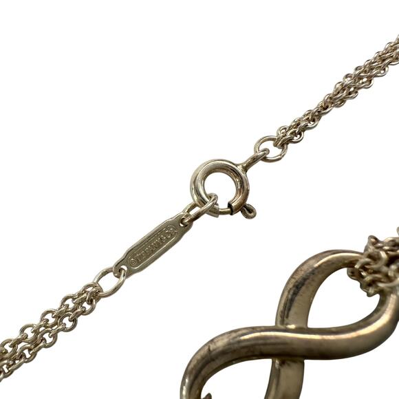Tiffany & Co Infinity Double Chain Pendant and Necklace in Sterling 16" Chain - Picture 11 of 15